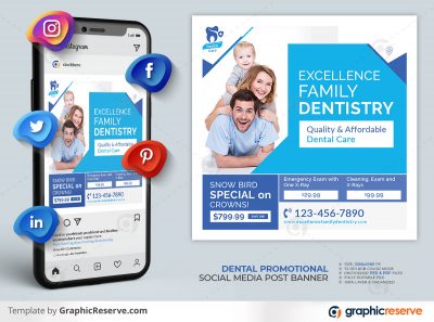 Dental Healthcare Social Media Post template by stockhero on Graphic Reserve dental dentist dentistry v1 2