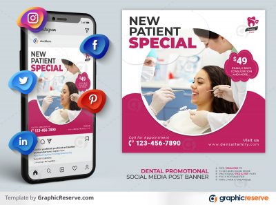 Dental Healthcare Social Media Post template by stockhero on Graphic Reserve dental dentist dentistry v1 3