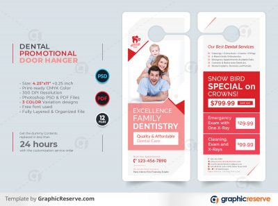 Dental Promotional Door Hanger template by stockhero on Graphic Reserve Dental Door Hanger v1