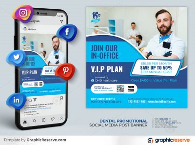 Dental Social Media Post template by stockhero on Graphic Reserve Dental Dentist Dentistry Promotional Post Social Media Post v1 1