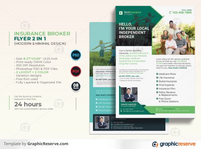 Insurance Broker Flyer 2 in 1 template by stockhero on Graphic Reserve Insurance Broker Insurance cooperation corporate Broker Flyer v1