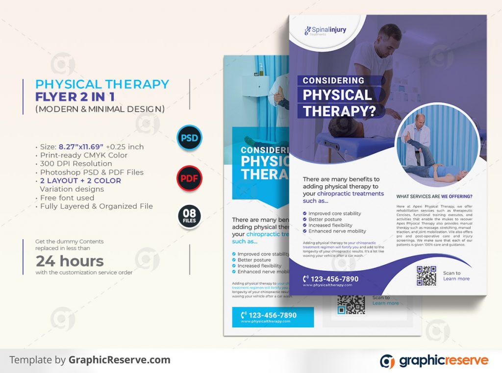 Physical therapy Flyer 2 in 1 template by stockhero on Graphic Reserve Physical therapy Medical Hospital Healthcare v1
