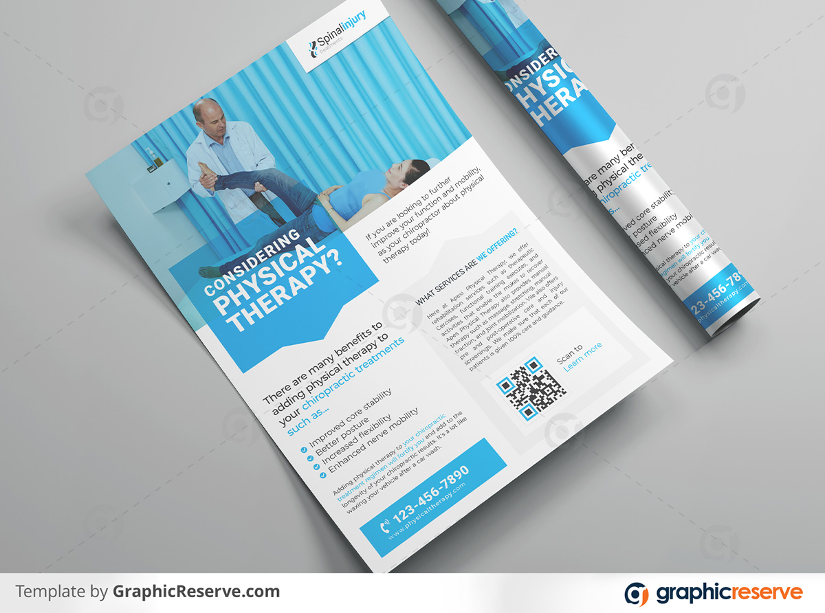 Physical therapy Flyer 2 in 1 template by stockhero on Graphic Reserve Physical therapy Medical Hospital Healthcare v2