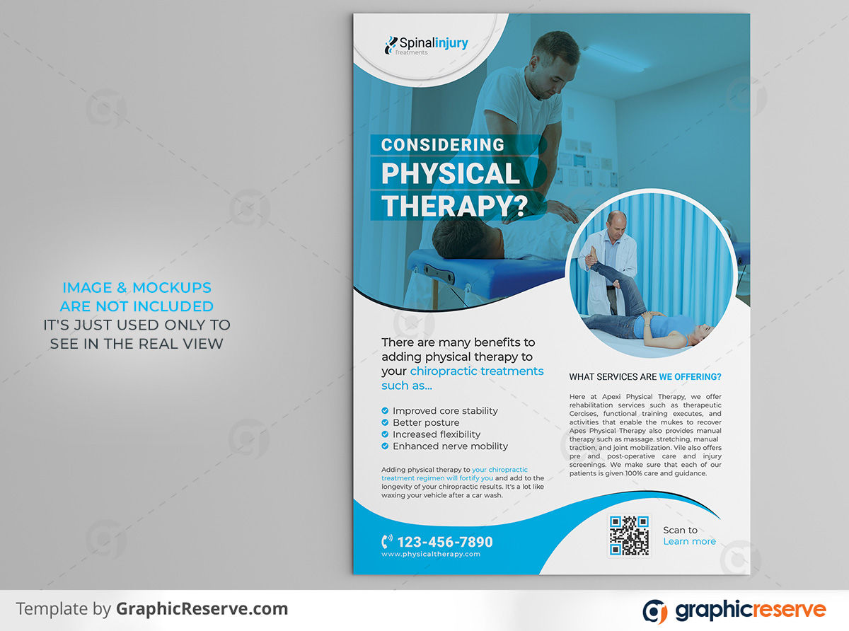 Physical therapy Flyer 2 in 1 template by stockhero on Graphic Reserve Physical therapy Medical Hospital Healthcare v3
