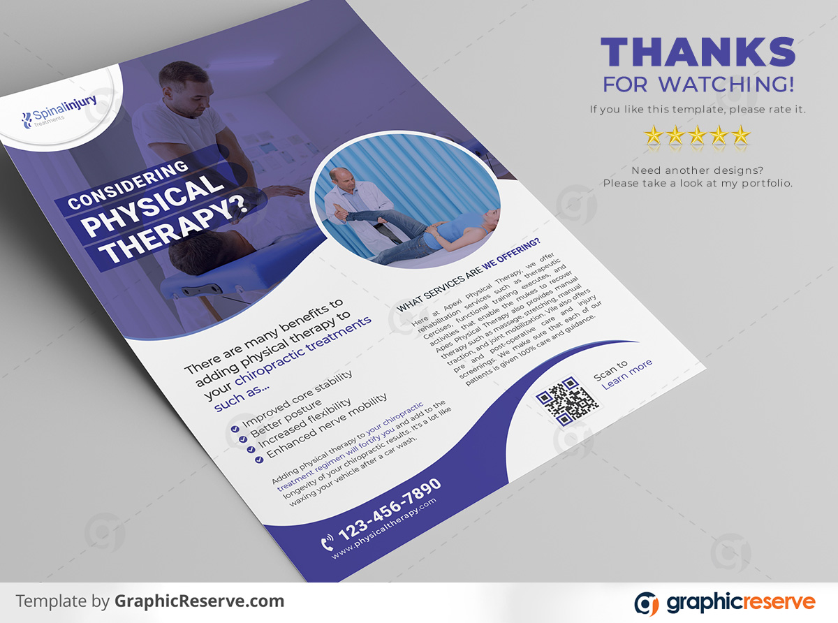 Physical therapy Flyer 2 in 1 template by stockhero on Graphic Reserve Physical therapy Medical Hospital Healthcare v5