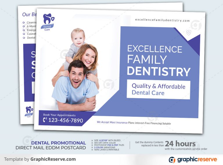 Dental Direct Mail Coupon EDDM Canva Template Graphic Reserve