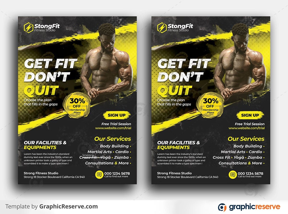 Fitness Gym Flyer Template Graphic Reserve