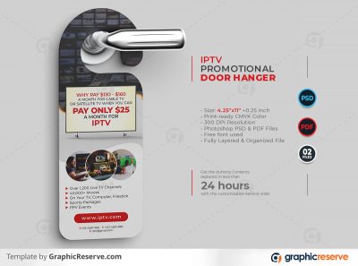 Iptv Promotional Door Hanger Template By Stockhero On Graphic Reserve Promotional Door Hanger Door Hanger Iptv V1