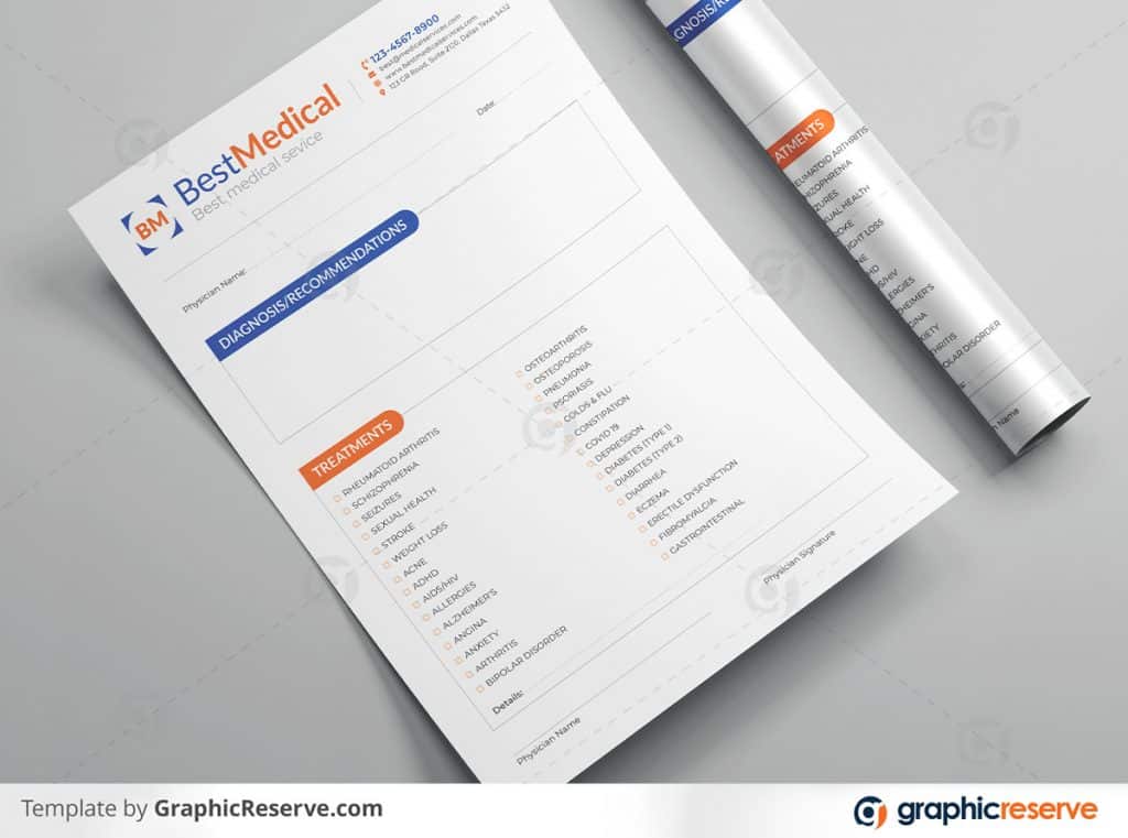 Medical Diagnosis Recommendation Form Template By Stockhero On Graphic Reserve Referral Form Medical Form Formmedical V2