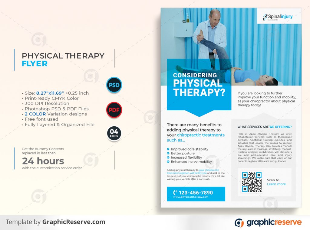 Physical therapy Flyer template by stockhero on Graphic Reserve Physical therapy Medical Hospital Healthcare v1