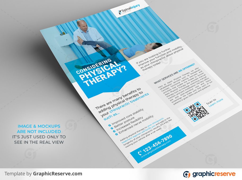 Physical therapy Flyer template by stockhero on Graphic Reserve Physical therapy Medical Hospital Healthcare v2