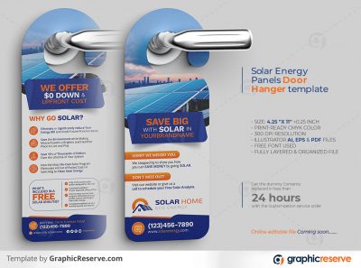 Solar Energy Power Panels Door Hanger design by stockhero on Graphic Reserve Solar Panel Solar Door Hanger v1 1