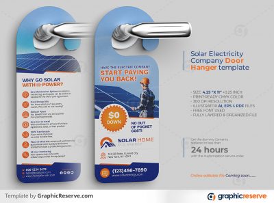 Solar Energy Power Panels Door Hanger design by stockhero on Graphic Reserve Solar Panel Solar Door Hanger v1