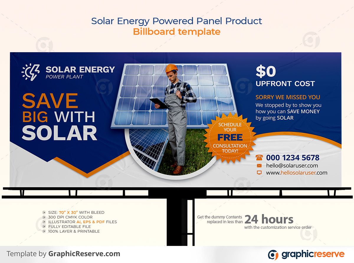 Solar Energy Powered Panel Product Billboard template by stockhero on Graphic Reserve Solar Panel Solar Solar Billboard Billboard v1