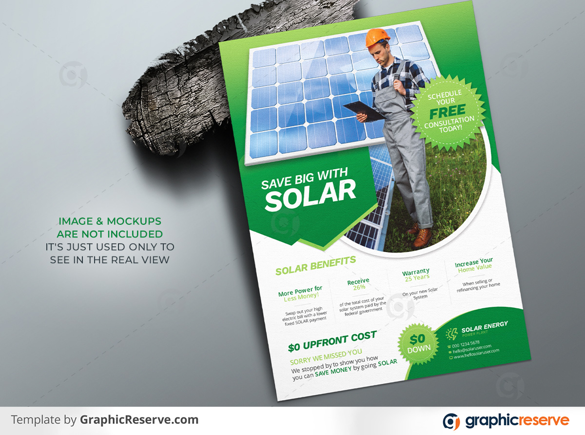 Solar Energy Powered Panel Product Flyer template by stockhero on Graphic Reserve Solar Panel Solar Solar flyer Flyer v2 2