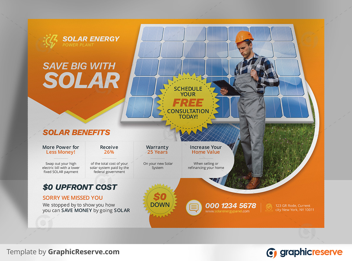 Solar Energy Powered Panel Product Flyer template by stockhero on Graphic Reserve Solar Panel Solar Solar flyer Flyer v3 1