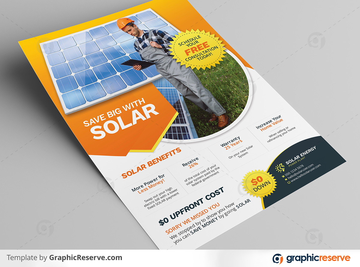 Solar Energy Powered Panel Product Flyer template by stockhero on Graphic Reserve Solar Panel Solar Solar flyer Flyer v3 2