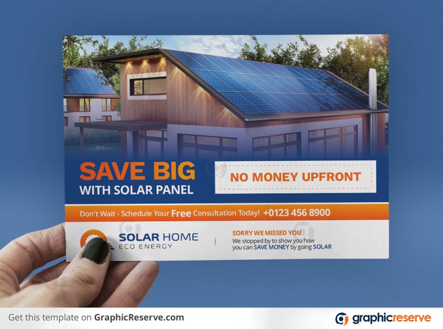 Save Big Solar Postcard template by stockhero P2