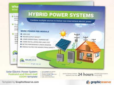 Solar Electric Power System Postcard and Direct mail EDDM template Graphic Reserve Solar Panel Solar EDDM Postcard Postcard v1 1