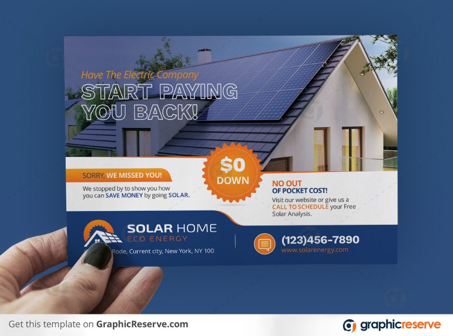 Solar Service Postcard template by stockhero P2