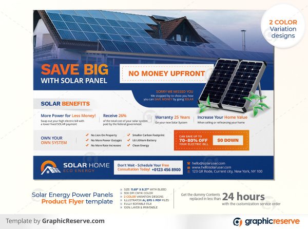 Solar Energy Power Panels Product Flyer template Graphic Reserve Solar System Solar Panels Solar Solar Product Flyer v1