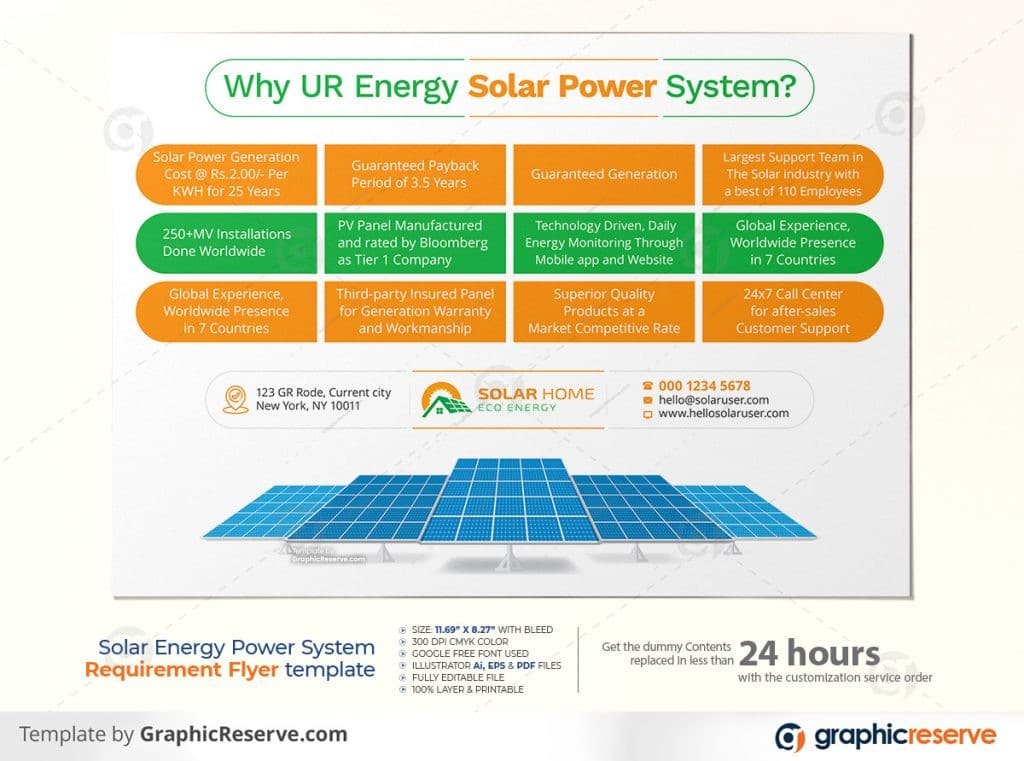 Solar Energy Power System Flyer Template By Stockhero On Graphic Reserve Solar System Solar Panels Solar Solar Requirement Flyer 1