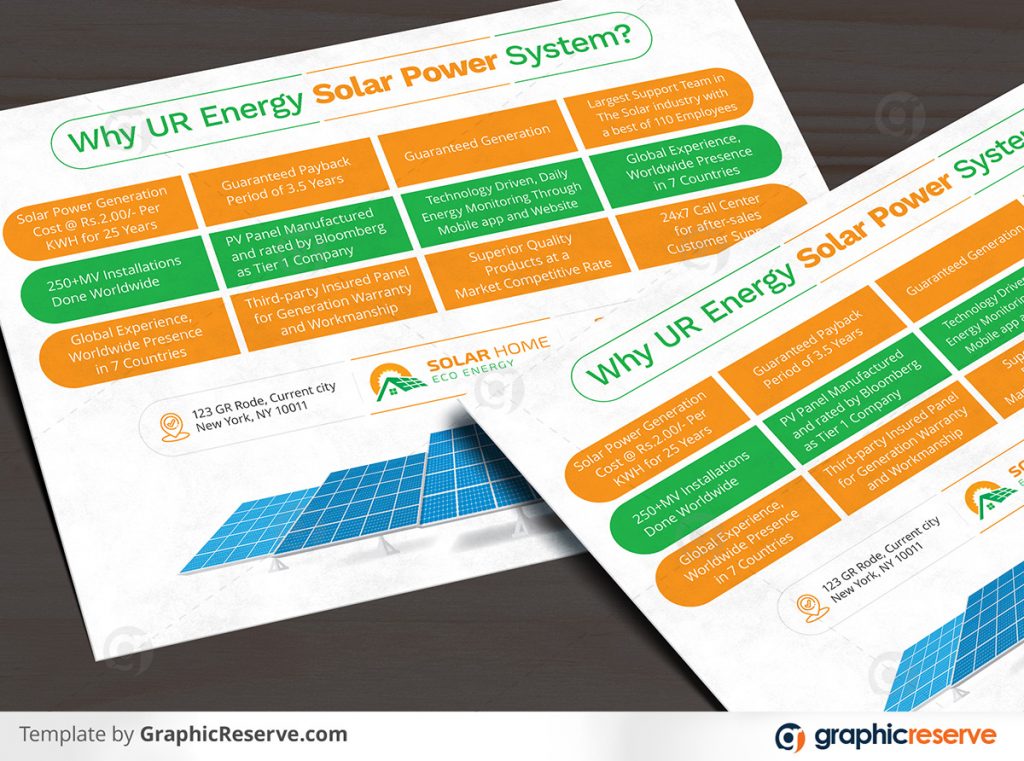Solar Energy Power System Flyer template by stockhero on Graphic Reserve Solar System Solar Panels Solar Solar Requirement Flyer 2