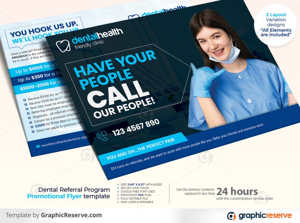 Dental Referral Program Promotional Flyer template Dental Dentistry Landscape Flyer v