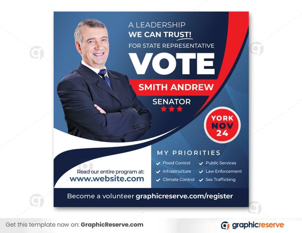 Election Candidate Political Squire Flyer Template - Graphic Reserve