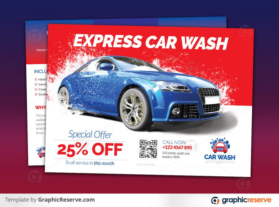 Car Wash Postcard template by didargds v4