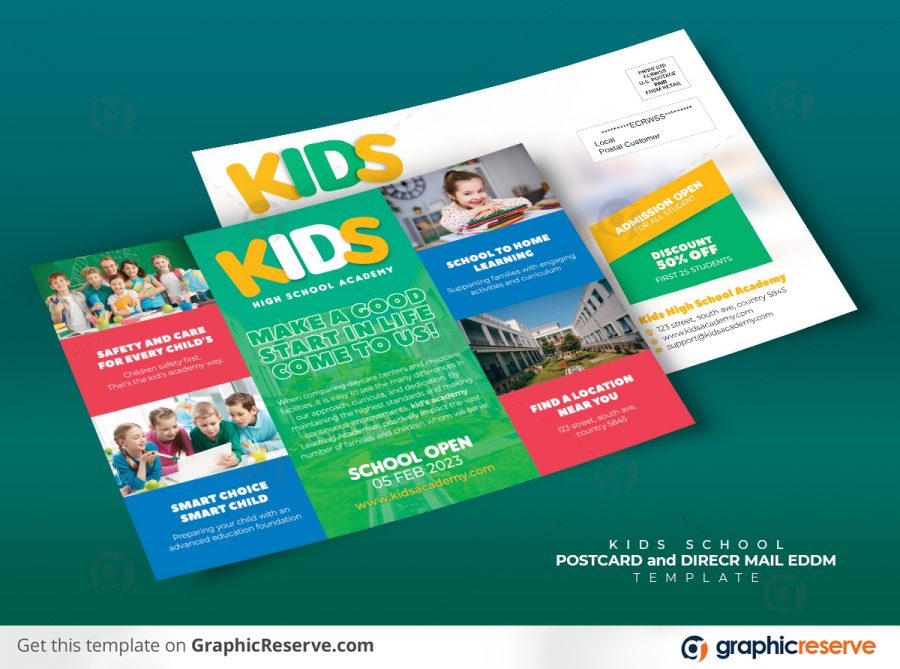 Kids School Postcard template by didargds v1