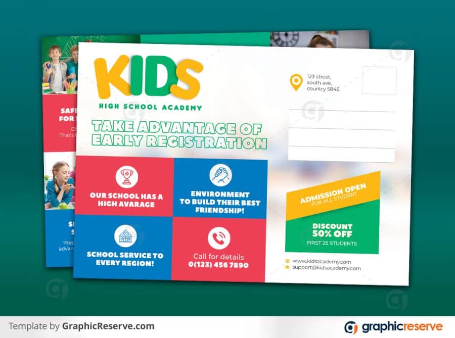 Kids School Postcard template by didargds v3