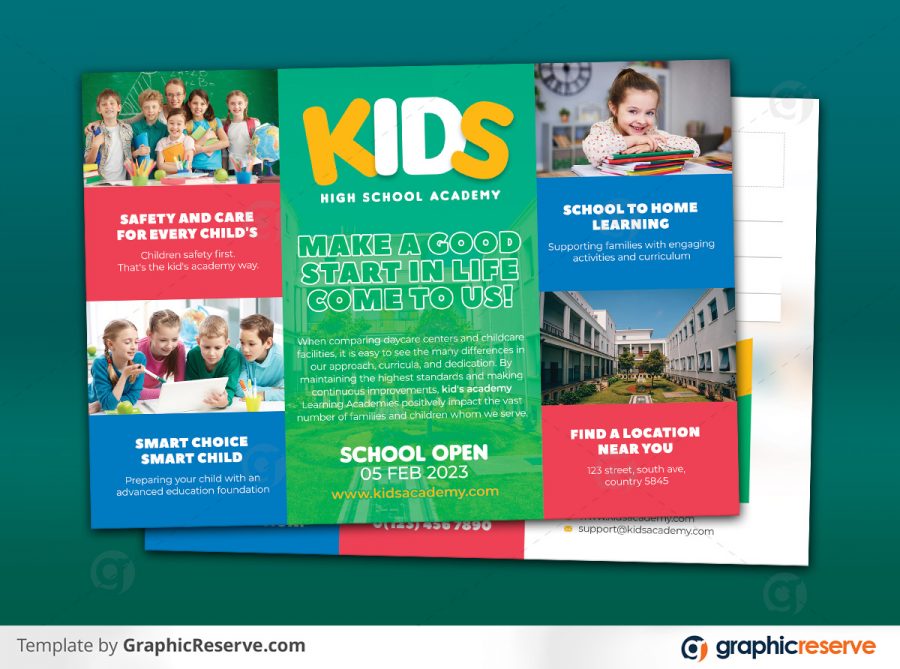 Kids School Postcard template by didargds v4