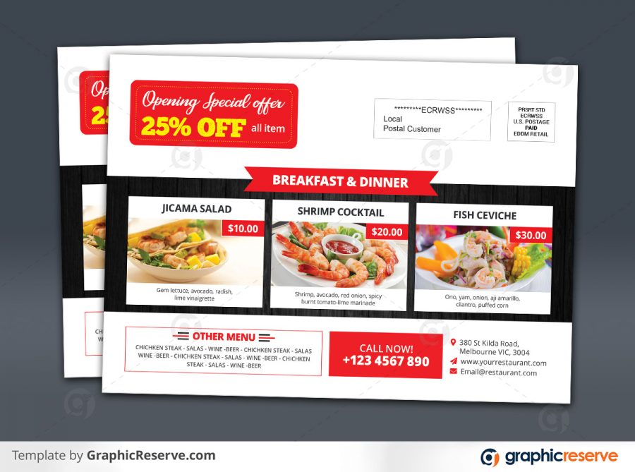 Restaurant Shop Postcard template by didargds P3