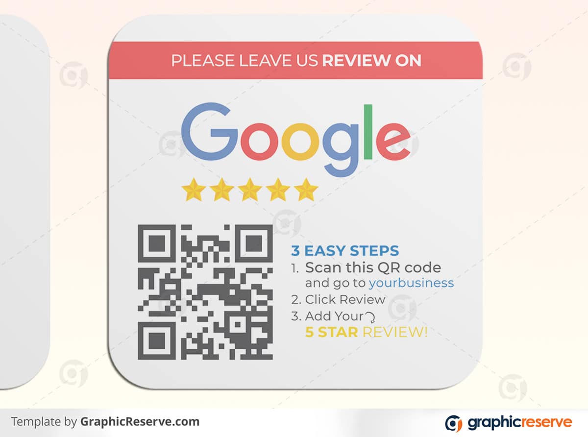 Google Review with Easy QR Code scanner Square Business Review Card