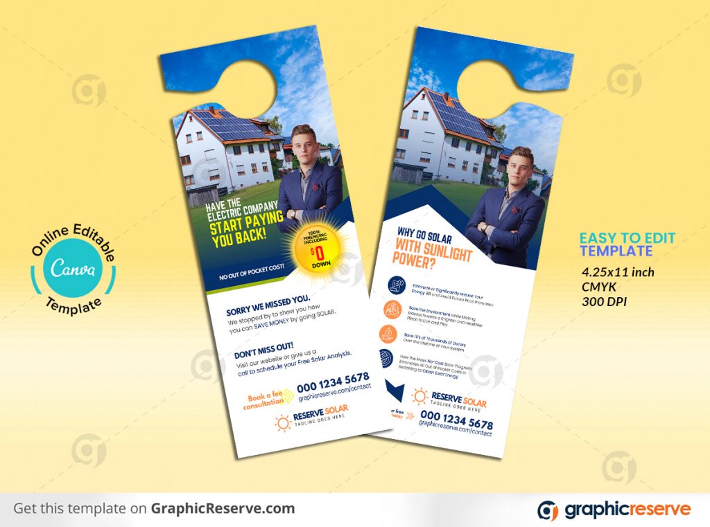 Solar Door Hanger Design (Canva Template) Graphic Reserve