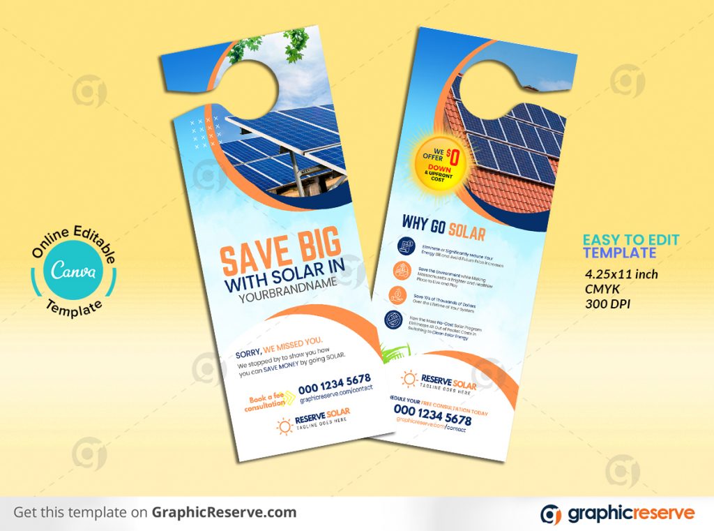 Solar Door Hanger Design (Canva Template) Graphic Reserve