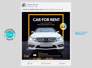 Dark Style Car Rental Social Media Post Animated Canva Template 1