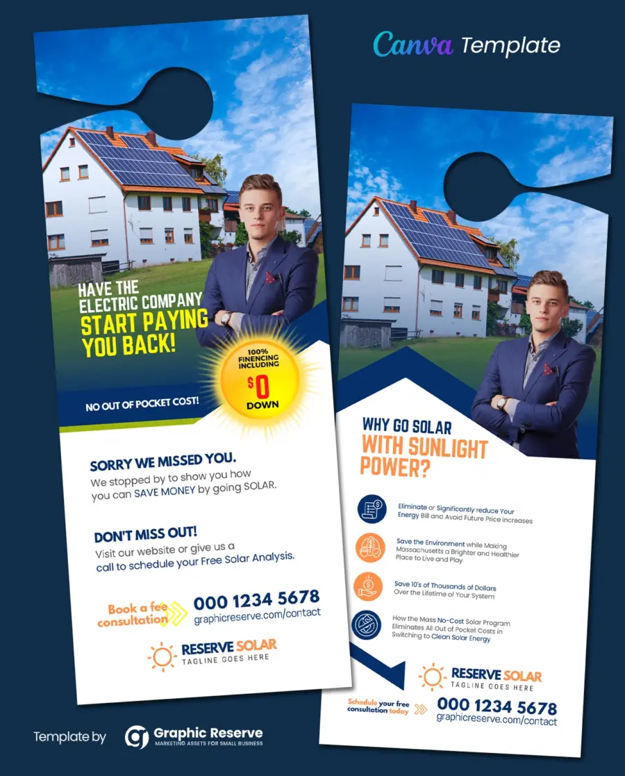 Solar Door Hanger Design (Canva Template)