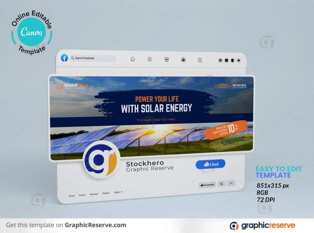 Solar Social Media Cover Design Canva Template