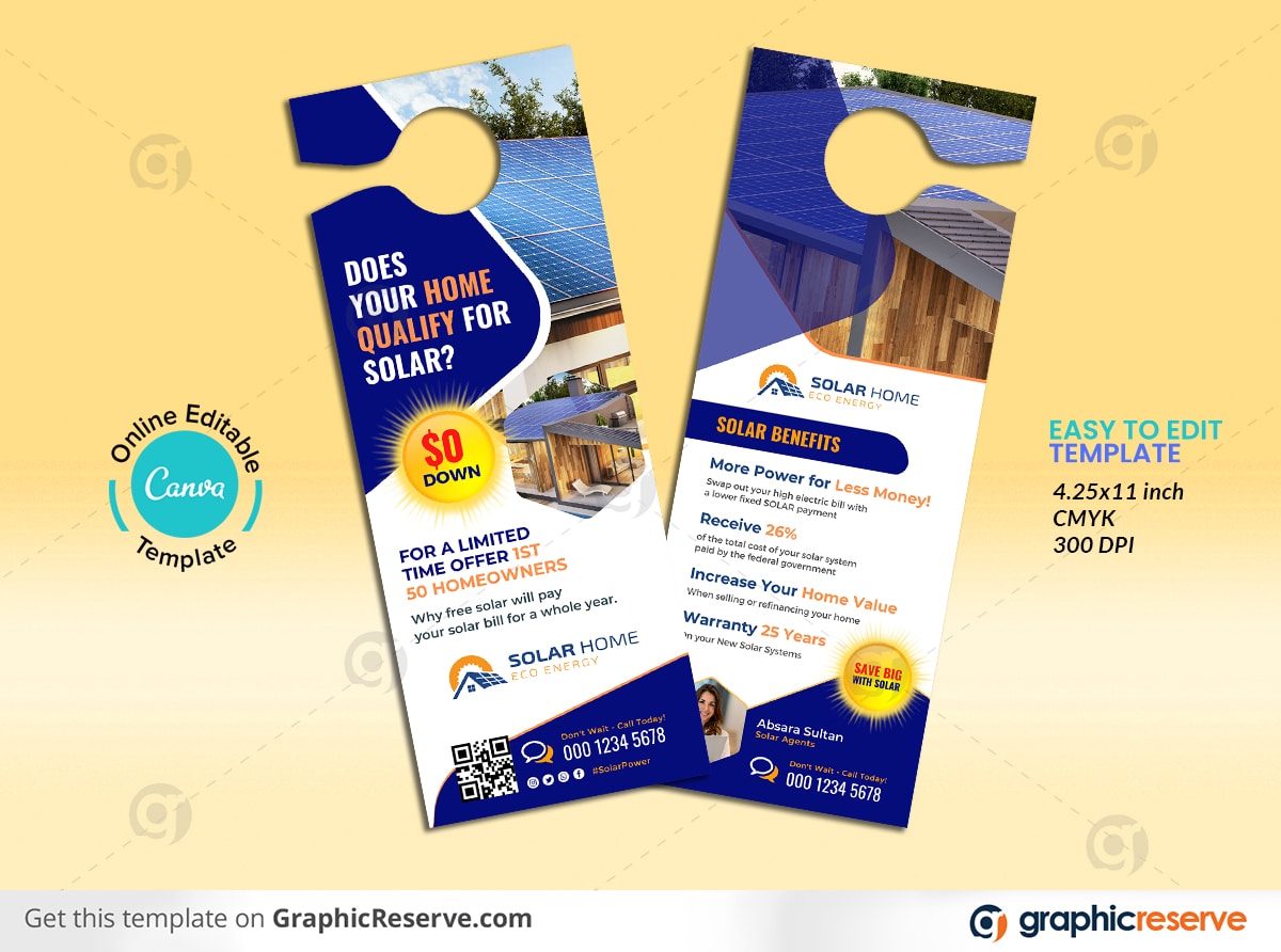 Solar Service Door Hanger Design template