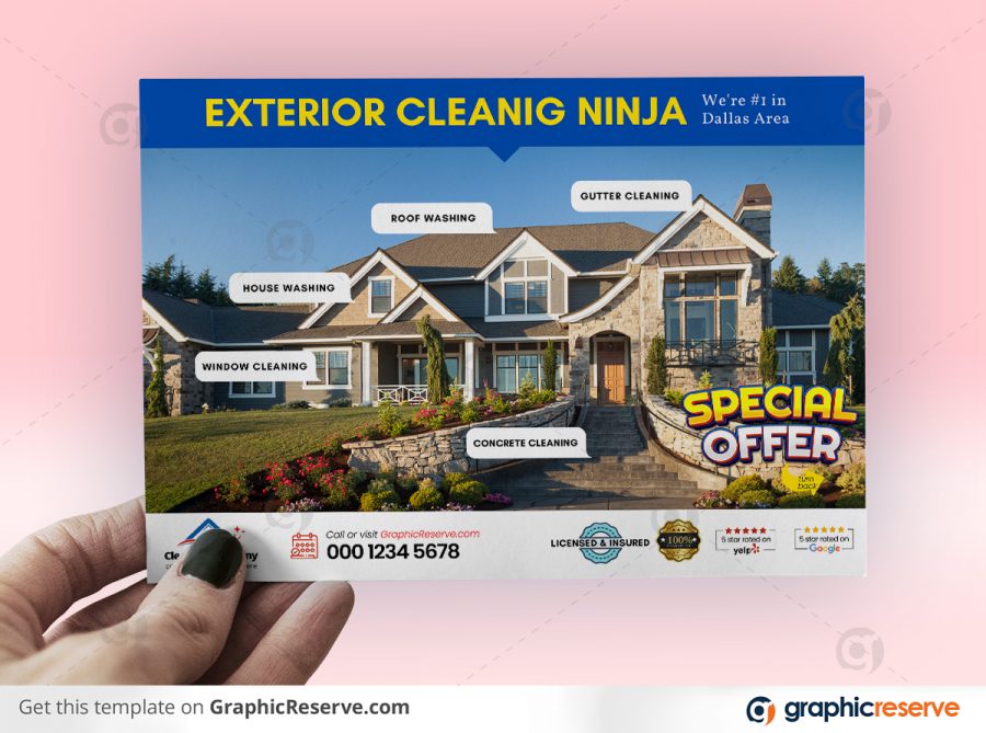 43769 Exterior Home Cleaning Direct Mail EDDM Postcard Canva template Preview3