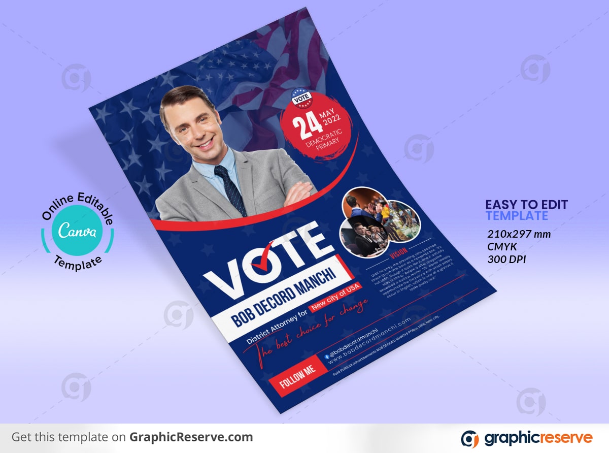 Election Campaign Political Flyer Canva Template Graphic Reserve