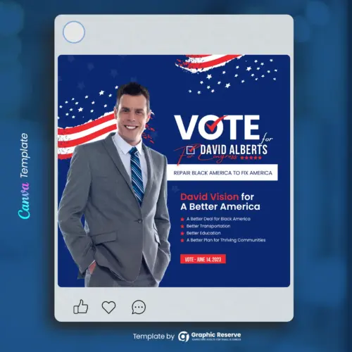 Political Social Media Poster Design Canva Template