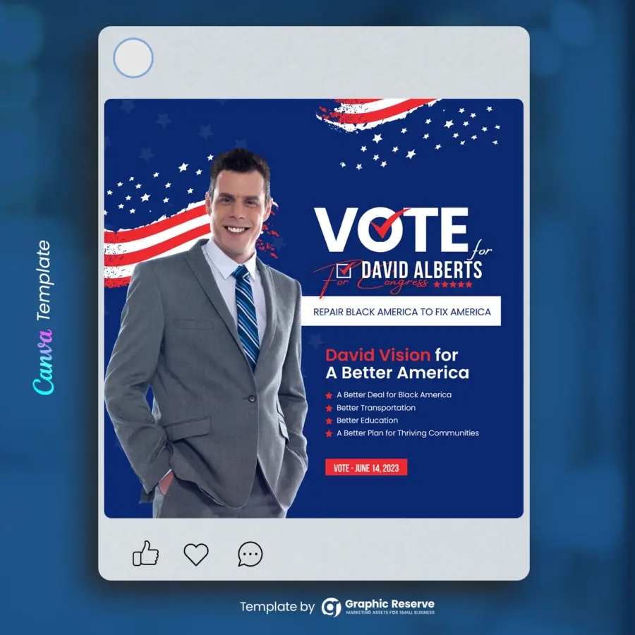 Election Campaign Political Square Flyer (Canva template)