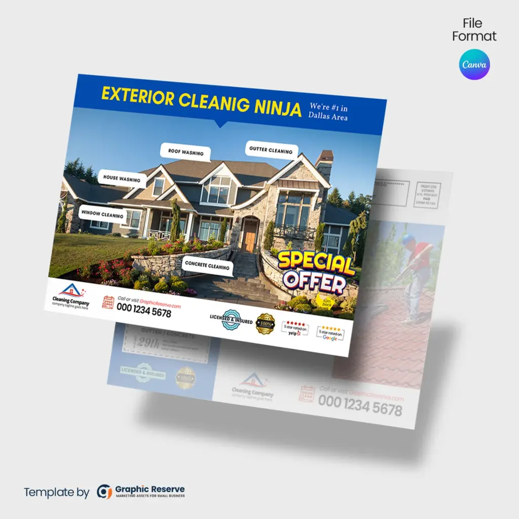 Exterior Home Cleaning Direct Mail EDDM Postcard (Canva template) – Canva template