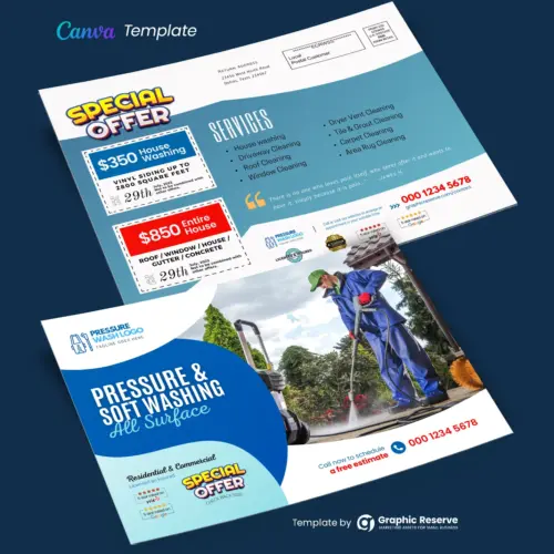 Pressure Washing EDDM Mailer Postcard (Canva template)
