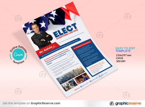 43823 Political Campaign Election Voting Flyer Canva template