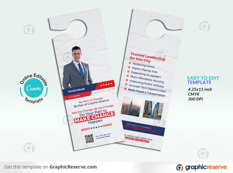 Political Election Campaign Door Hanger (Canva template) - Graphic Reserve