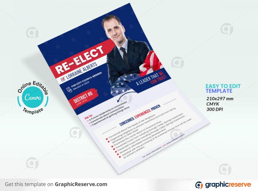 43843 Political Re Election Flyer Canva template